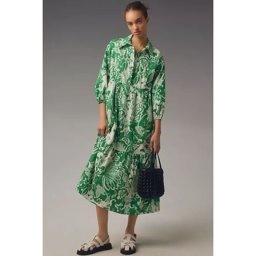 Anthropologie The Bettina Tiered Shirt Dress by Maeve